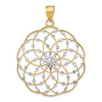Diamond2Deal 14k Yellow Gold Rhodium Diamond Cut Sphere Pendant