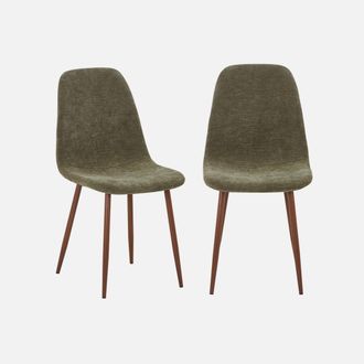 Sweeek Silla De Madera Y Tela Con Patas Color Nogal, Set De 2
