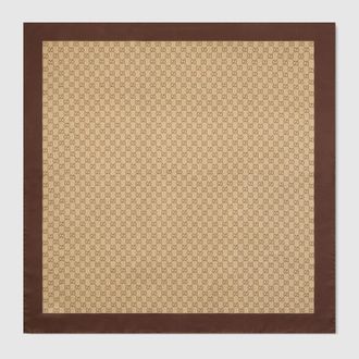 Gucci Printed Silk Twill Carr&eacute;, Beige, Silk