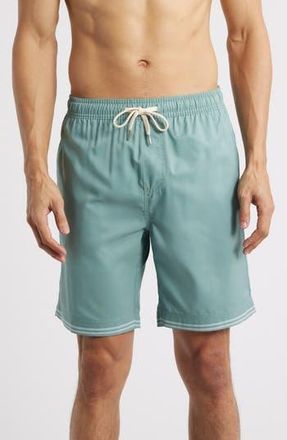 Nordstrom 8-Inch Polyester Classic Swim Trunks in Green Iceberg Cross Stitch at Nordstrom Rack, Size X-Large