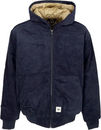 CAT Blauwe Nacht Fluweel Gewatteerde Jas - Heren - Winterjassen - Blauw - L - Katoen - Jassen