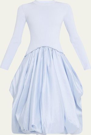 SIMKHAI Kenlie Mixed Media Bubble Midi Dress