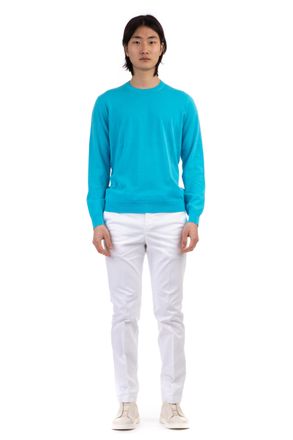 Drumohr Long-Sleeve Crewneck Top in Frosted Cotton
