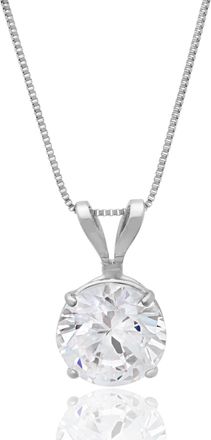 MAX + STONE 14k Yellow or White Gold Round Cubic Zirconia Pendant Necklace 5mm to 10mm