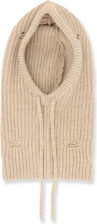 Maison Margiela Gebreide Muts met Logo - Dames - Hoeden - Beige - M - Wol - Accessoires