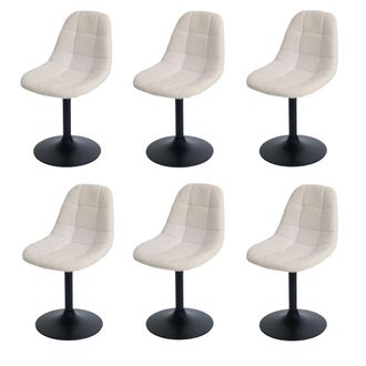Hhg Hhg - Nunca Usado] Lote De 6 Silla De Comedor 842, Silla De Cocina Silla Giratoria, Acero Mvg Tela/textil Boucl&eacute; (450g/m&sup2;), Beige