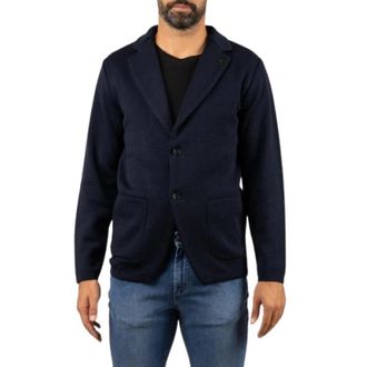 Paoloni Punto Milano Gebreid Jasje - Heren - Jassen - Blauw - Maat: L Leer