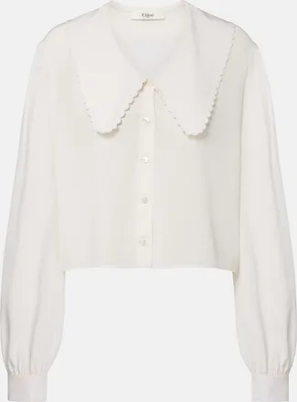 Chlo&eacute; Chlo&eacute; Scalloped silk cr&ecirc;pe de chine blouse