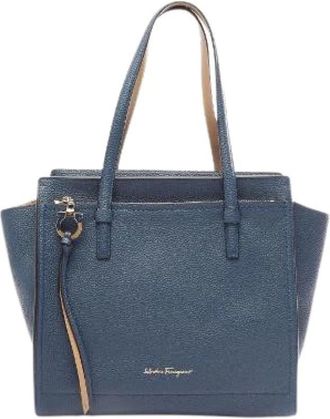 Ferragamo Borsa Tote in Pelle Amy Gancini Pre-owned - - Pre-owned - Donna - Blu - ONE SIZE