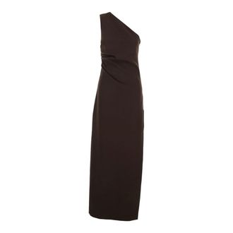 P.A.R.O.S.H. Cady Stretch Lange Jurk met &Eacute;&eacute;n Mouw - Dames - Avondkleed - Bruin - L - Kleedjes