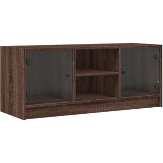 vidaXL Vidaxl - tv Cabinet with Glass Doors Brown Oak 102x37x42 cm
