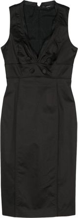 Gucci 2000s V-neck midi dress - women - Cotton/Elastane/Viscose/Polyester - 38 - Black