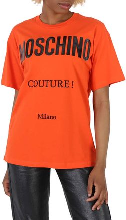 Moschino Orange Cotton Logo Print T-Shirt, Size XX-Small