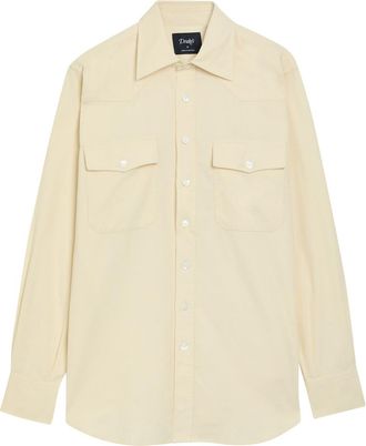 Drake's Drakes Patch Pockets Corduroy Overshirt - Beige - M