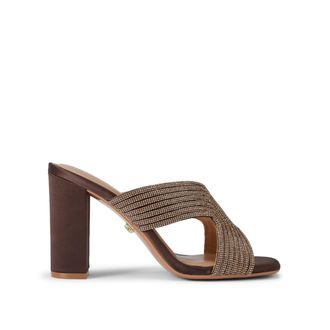 Carvela Womens Paparazzi Block Sandals - Brown Fabric - Size UK 4