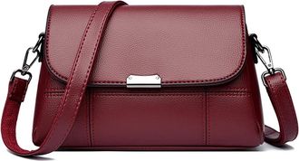 Generic Pu Leather Casual Crossbody Shoulder Bags, Compatible For Women Purses And Handbags Female(Red)