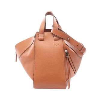 Loewe Pre-owned Hammock Medium leren 2-way tas - Dames - Pre-owned - Bruin - Maat: ONE Size Leer