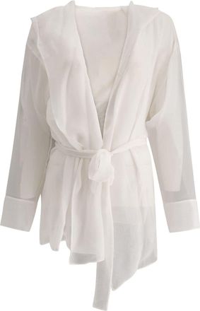Max Mara hooded silk jacket - women - Silk/Silk - 38 - White