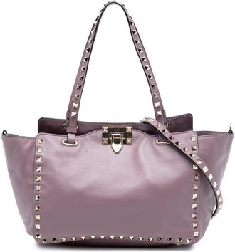 Valentino Pre-owned Valentino Small Grained Calfskin Rockstud Trapeze Satchel Ladies FHRCT94G034BV1L8