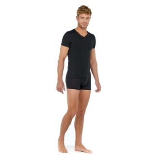 HOM V-Shirt HOM Tencel soft, Herren, Gr. XXL, schwarz, Single Jersey, Obermaterial: 97% Lyocell, 3% Elasthan, figurbetont h&uuml;ftbedeckend, V-Ausschnitt, Shi
