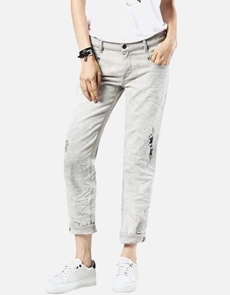Diesel Womens DIESEL BELTHY 0676M Womens Denim Jeans Regular Fit Distressed Straight Leg Pants - Grey - Size: 10/34in