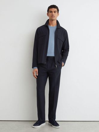 Reiss Navy Sidney Stripe Tapered Pleateds, 32