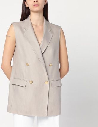 Tagliatore Beige double-breasted linen vest