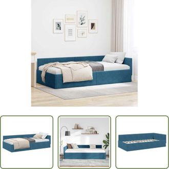 vidaXL vidaXL Divano letto - Cornice del letto ad angolo Blu 80 cm x 200 cm Velluto