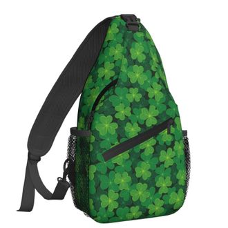 Generic Clover Tile Cross Body Bag Adjustable Chest Bag With Zipper Backpack For Camping Sports Shopping