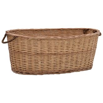 vidaXL Cesta Para Le&ntilde;a Con Asas De Transporte Sauce Natural 88x57x34cm Vidaxl