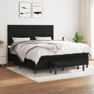vidaXL Cama Box Spring Con Colch&oacute;n Tela Negro 160x200 Cm
