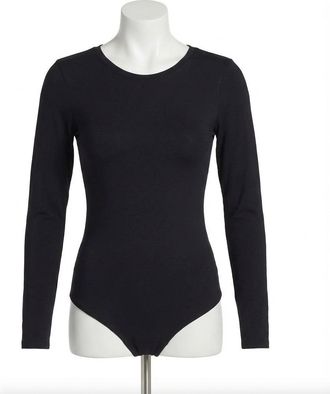 Spanx Scoop Neck Long Sleeve Bodysuit In Black