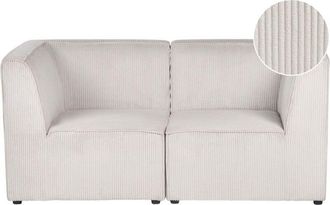 Beliani Modular 2 Seater Sofa Beige Corduroy Sectional Two Piece Sofa Modern Jumbo Cord Minimalistic Style LEMVIG