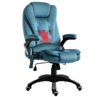 OEM Silla Oficina Con Masaje De 6 Puntos Con Funci&oacute;n Basculante Con Calefacci&oacute;n Altura Ajustable 68x72x110-120 Cm Azul