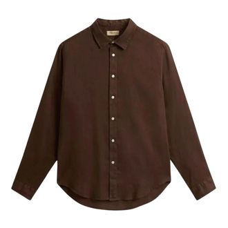 Woolrich Casual Shirts, male, Brown, Size: L Linen Shirt