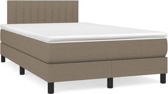 vidaXL Cama Box Spring Con Colch&oacute;n Y Led Tela Gris Taupe 120x190 Cm Vidaxl