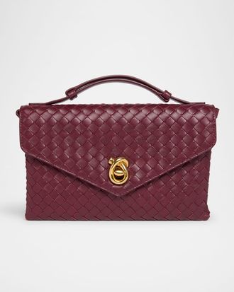 Bottega Veneta Knot Lock Leather Top-Handle Bag