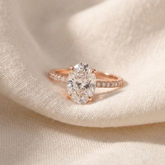 Pompeii3 2 1/2Ct Oval Diamond Engagement Ring 14k Rose Gold Lab Grown
