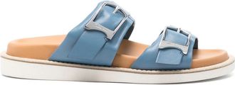 Santoni Open Slippers - Dames - Sandalen - Blauw - 36 EU - Leer - Schoenen