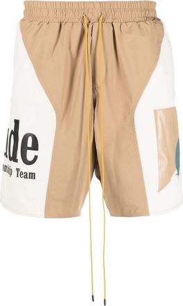 Rhude logo-print track shorts - men - Nylon/Polyester - M - Neutrals