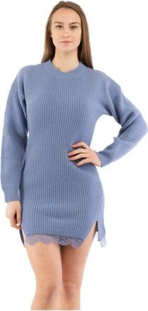 Moschino Gebreide Jurk - Dames - Kleedjes - Paars - M - Wol - Kleedjes