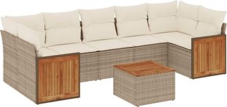 vidaXL Vidaxl - Juego De Sof&aacute;s De Jard&iacute;n Con Cojines Beige 8 Pzas Rat&aacute;n Pe