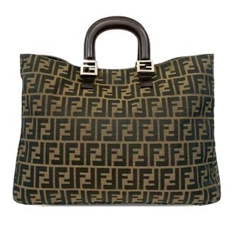 Fendi Tweedehands Grote Zucca Canvas Twins Tote