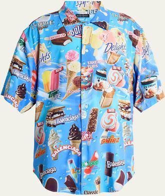 Balenciaga Mens Sweet Treat Short-Sleeve Shirt