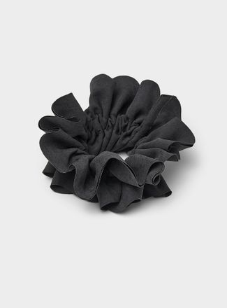 Simons Womens Faux-suede ruffled scrunchie