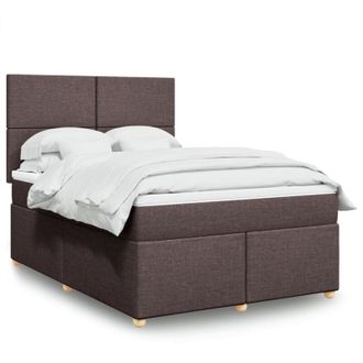 vidaXL Vidaxl - Cama Box Spring Con Colch&oacute;n Tela Marr&oacute;n Oscuro 140x190 Cm