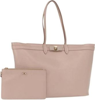 Ferragamo Pre-owned Tote Bags, female, Beige, Size: ONE SIZE Pre-owned Leather Tote