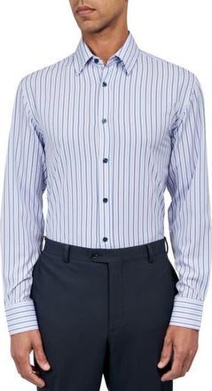 W.R.K Regular Fit Stripe Performance Stretch Dress Shirt in Purple/Blue at Nordstrom Rack, Size 15.5