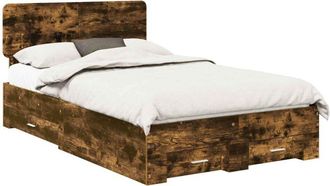 vidaXL Estructura De Cama Con Cabecera Roble Ahumado 120 X 190 Cm Vidaxl