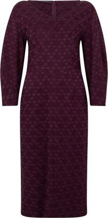 Alberta Ferretti Burgundy midi jurk met elegante halslijn - Dames - Casual kleedjes - Paars - S - Katoen - Kleedjes